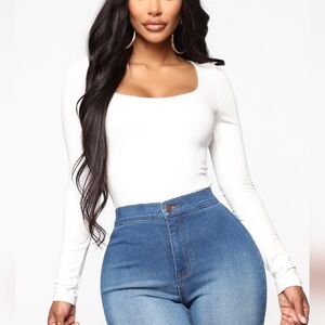 NWOT White Double Lined Long Sleeve Top